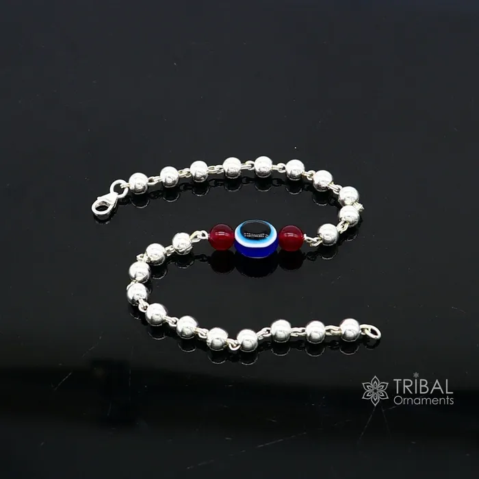 TRIBAL ORNAMENTS Bracelets 925 sterling silver handmade silver beaded evil eye bracelet amazing stylish unisex cultural trendy bracelet all sizes jewelry sbr469 TRIBAL ORNAMENTS Bracelets 925 sterling silver handmade silver beaded evil eye bracelet amazing stylish unisex cultural trendy bracelet all sizes jewelry sbr469