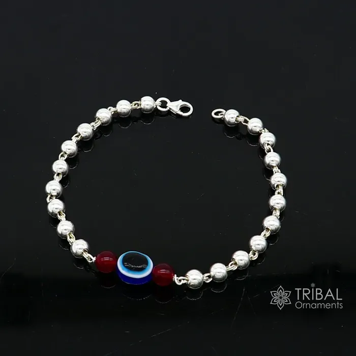 TRIBAL ORNAMENTS Bracelets 925 sterling silver handmade silver beaded evil eye bracelet amazing stylish unisex cultural trendy bracelet all sizes jewelry sbr469 TRIBAL ORNAMENTS Bracelets 925 sterling silver handmade silver beaded evil eye bracelet amazing stylish unisex cultural trendy bracelet all sizes jewelry sbr469