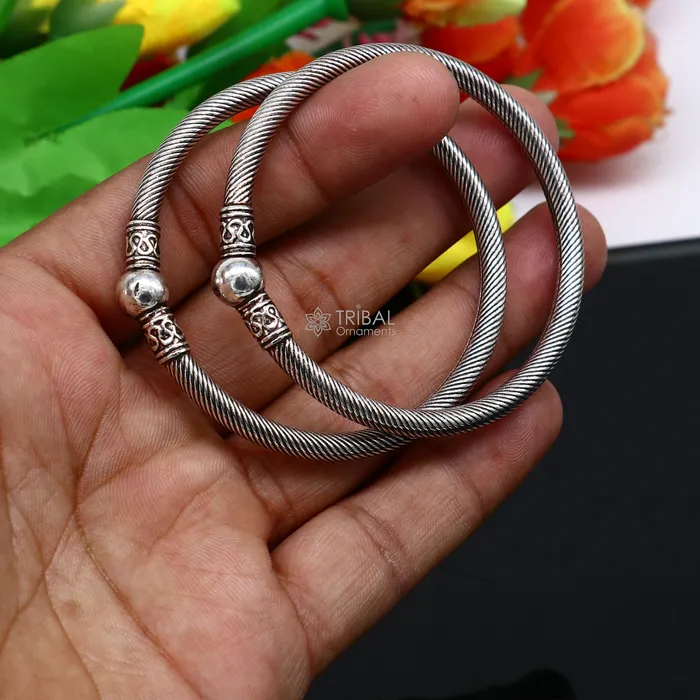 TRIBAL ORNAMENTS Bracelets 925 sterling silver handmade unique cultural design trendy kada bracelet for mens and girls best delicate Light weight jewelry nsk665 TRIBAL ORNAMENTS Bracelets 925 sterling silver handmade unique cultural design trendy kada bracelet for mens and girls best delicate Light weight jewelry nsk665