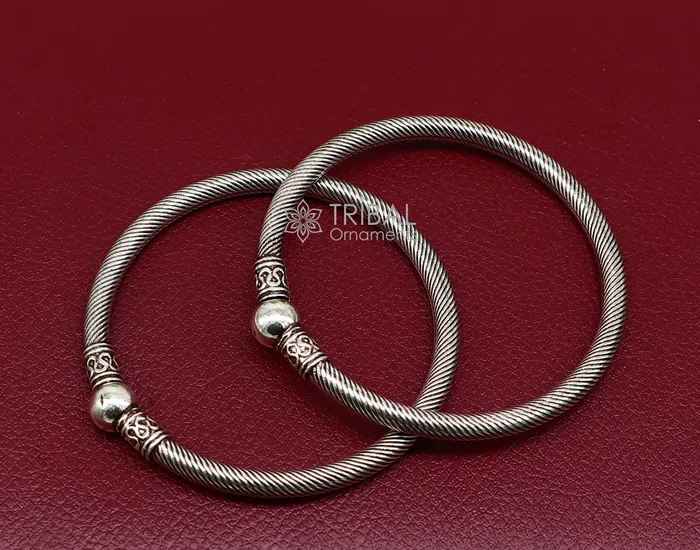 TRIBAL ORNAMENTS Bracelets 925 sterling silver handmade unique cultural design trendy kada bracelet for mens and girls best delicate Light weight jewelry nsk665 TRIBAL ORNAMENTS Bracelets 925 sterling silver handmade unique cultural design trendy kada bracelet for mens and girls best delicate Light weight jewelry nsk665
