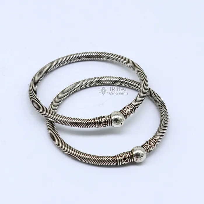 TRIBAL ORNAMENTS Bracelets 925 sterling silver handmade unique cultural design trendy kada bracelet for mens and girls best delicate Light weight jewelry nsk665 TRIBAL ORNAMENTS Bracelets 925 sterling silver handmade unique cultural design trendy kada bracelet for mens and girls best delicate Light weight jewelry nsk665