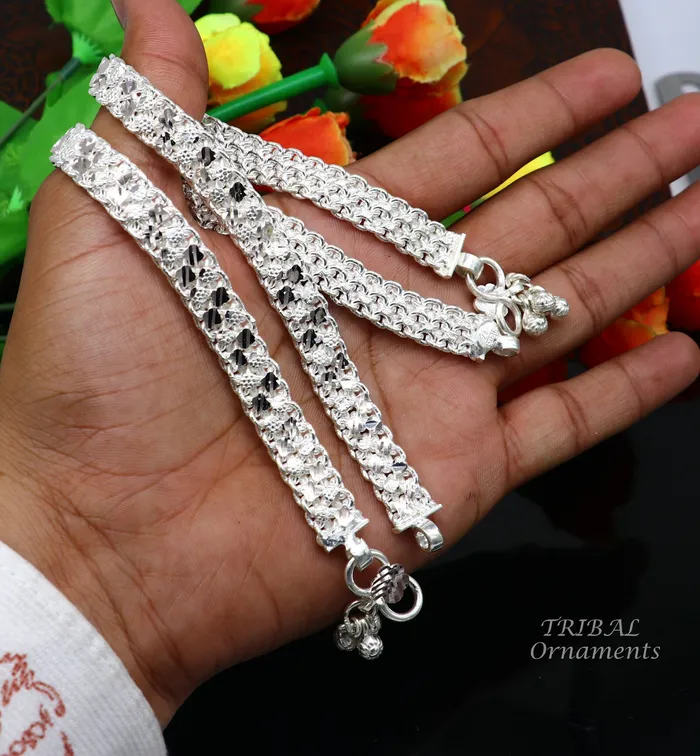 TRIBAL ORNAMENTS Bracelets Gorgeous flexible anklet Solid sterling silver handmade vintage design ankle bracelet excellent tribal jewelry ank479