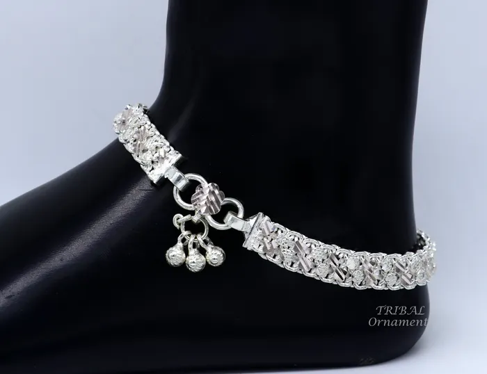 TRIBAL ORNAMENTS Bracelets Gorgeous flexible anklet Solid sterling silver handmade vintage design ankle bracelet excellent tribal jewelry ank479