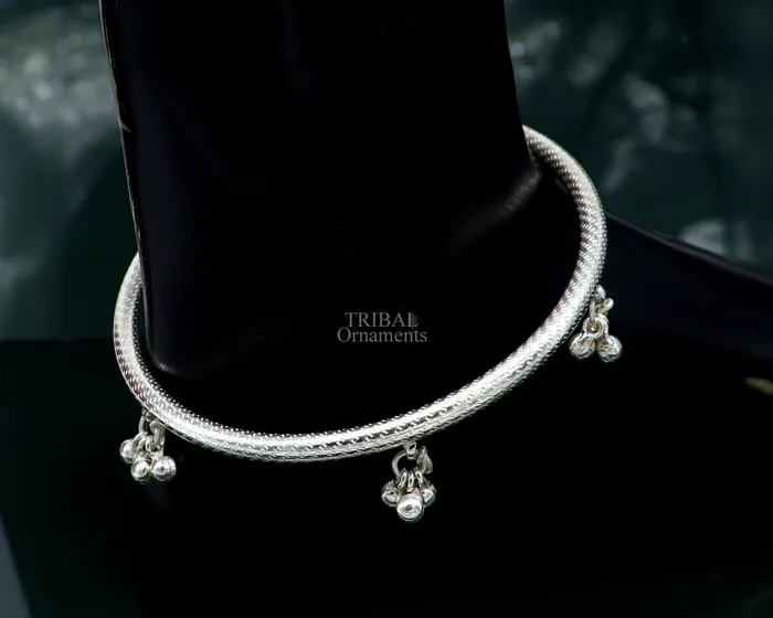 TRIBAL ORNAMENTS Bracelets Indian tribal ethnic sterling silver ankle jewelry best ankle bangle bracelet ankle kada with bells amazing belly dance jewelry nsfk53