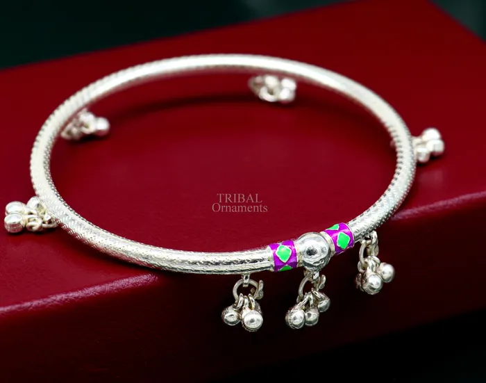 TRIBAL ORNAMENTS Bracelets Indian tribal ethnic sterling silver ankle jewelry best ankle bangle bracelet ankle kada with bells amazing belly dance jewelry nsfk53