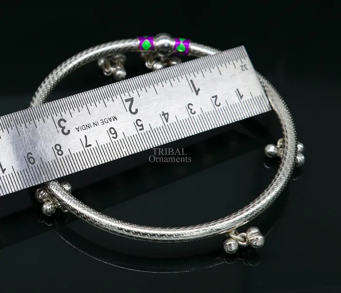 TRIBAL ORNAMENTS Bracelets Indian tribal ethnic sterling silver ankle jewelry best ankle bangle bracelet ankle kada with bells amazing belly dance jewelry nsfk53