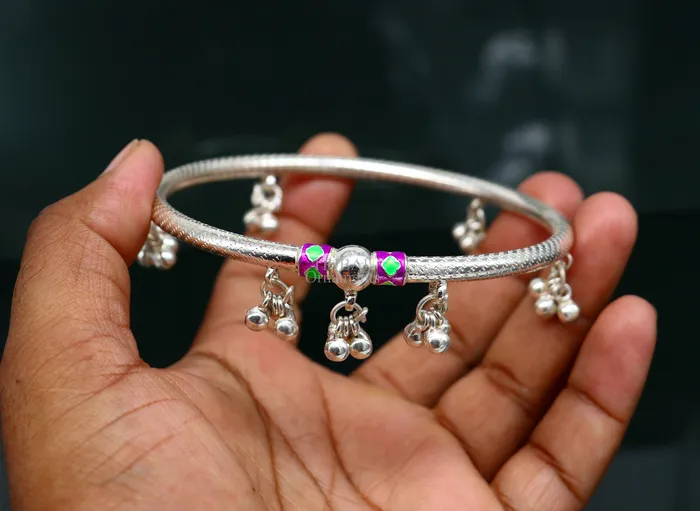 TRIBAL ORNAMENTS Bracelets Indian tribal ethnic sterling silver ankle jewelry best ankle bangle bracelet ankle kada with bells amazing belly dance jewelry nsfk53