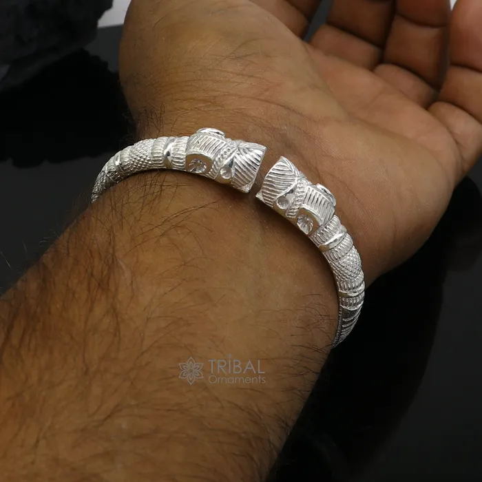 TRIBAL ORNAMENTS Bracelets Solid 925 silver mens ethnic cultural crocodile face design vintage tribal kada bangle mens gifting cuff kada nsk699 TRIBAL ORNAMENTS Bracelets Solid 925 silver mens ethnic cultural crocodile face design vintage tribal kada bangle mens gifting cuff kada nsk699