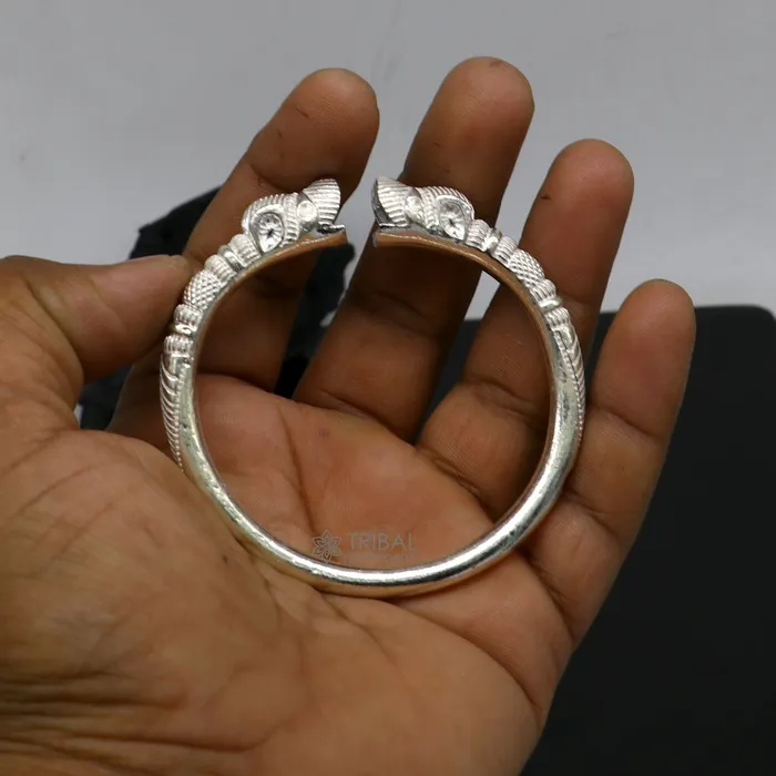 TRIBAL ORNAMENTS Bracelets Solid 925 silver mens ethnic cultural crocodile face design vintage tribal kada bangle mens gifting cuff kada nsk699 TRIBAL ORNAMENTS Bracelets Solid 925 silver mens ethnic cultural crocodile face design vintage tribal kada bangle mens gifting cuff kada nsk699