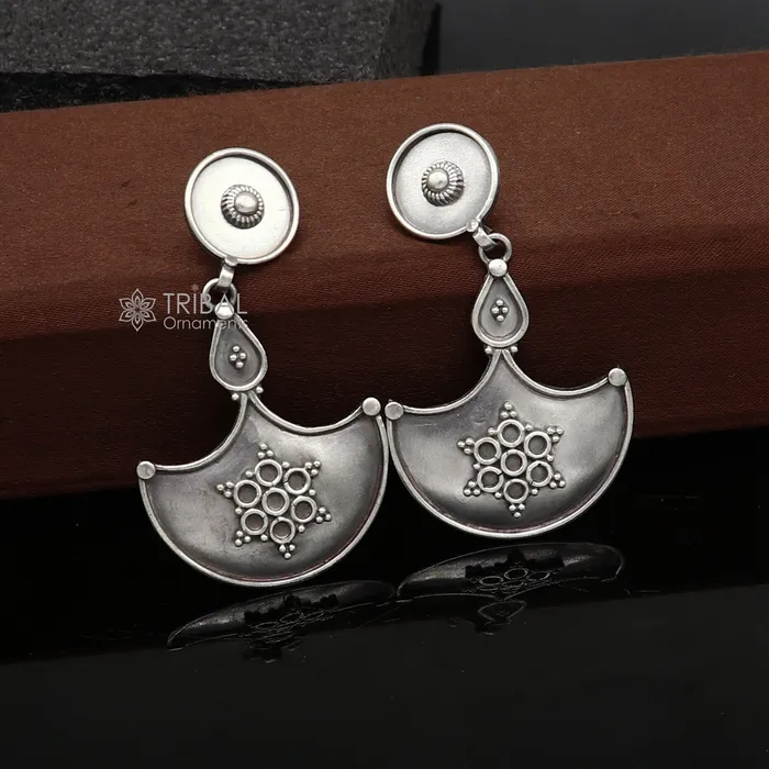 TRIBAL ORNAMENTS Earrings 925 Sterling silver handmade traditional cultural design drop dangler fancy earrings best party functional Navratri jewelry s1238 TRIBAL ORNAMENTS Earrings 925 Sterling silver handmade traditional cultural design drop dangler fancy earrings best party functional Navratri jewelry s1238