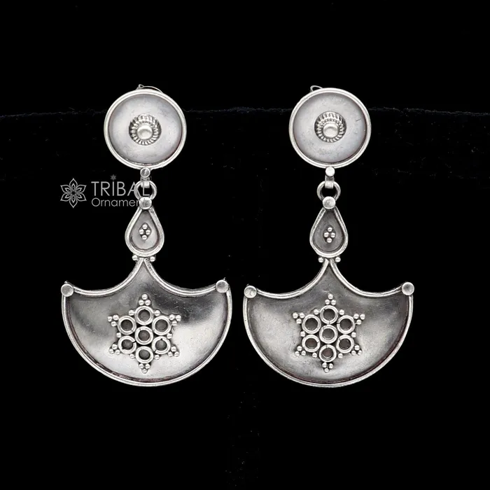TRIBAL ORNAMENTS Earrings 925 Sterling silver handmade traditional cultural design drop dangler fancy earrings best party functional Navratri jewelry s1238 TRIBAL ORNAMENTS Earrings 925 Sterling silver handmade traditional cultural design drop dangler fancy earrings best party functional Navratri jewelry s1238