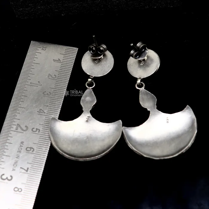 TRIBAL ORNAMENTS Earrings 925 Sterling silver handmade traditional cultural design drop dangler fancy earrings best party functional Navratri jewelry s1238 TRIBAL ORNAMENTS Earrings 925 Sterling silver handmade traditional cultural design drop dangler fancy earrings best party functional Navratri jewelry s1238