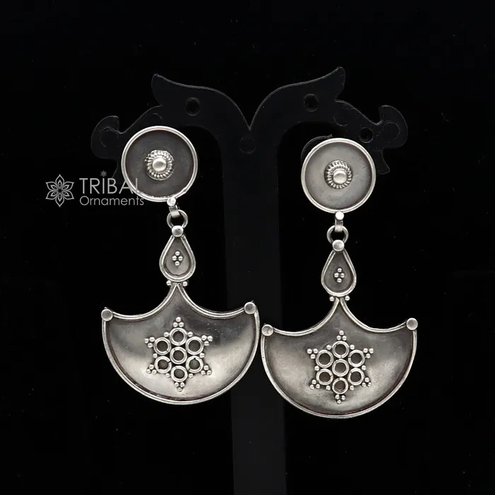 TRIBAL ORNAMENTS Earrings 925 Sterling silver handmade traditional cultural design drop dangler fancy earrings best party functional Navratri jewelry s1238 TRIBAL ORNAMENTS Earrings 925 Sterling silver handmade traditional cultural design drop dangler fancy earrings best party functional Navratri jewelry s1238