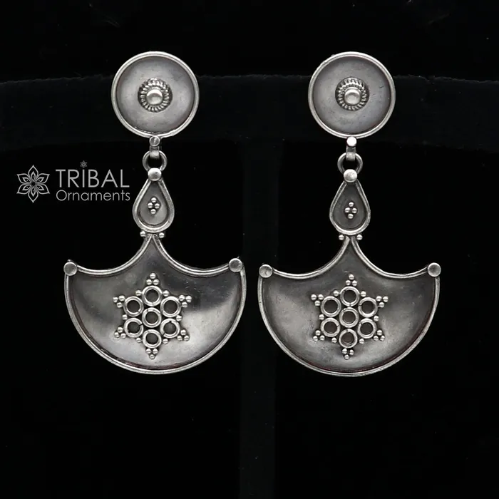 TRIBAL ORNAMENTS Earrings 925 Sterling silver handmade traditional cultural design drop dangler fancy earrings best party functional Navratri jewelry s1238 TRIBAL ORNAMENTS Earrings 925 Sterling silver handmade traditional cultural design drop dangler fancy earrings best party functional Navratri jewelry s1238