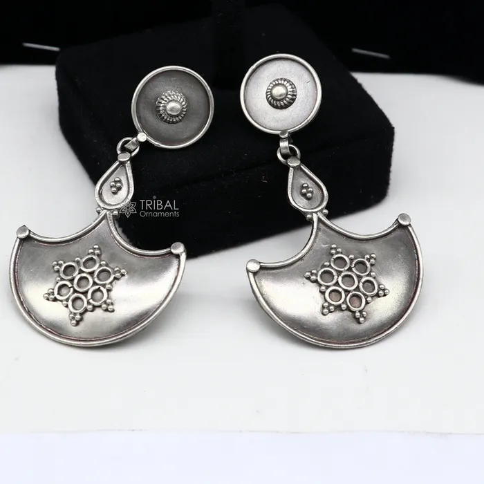 TRIBAL ORNAMENTS Earrings 925 Sterling silver handmade traditional cultural design drop dangler fancy earrings best party functional Navratri jewelry s1238 TRIBAL ORNAMENTS Earrings 925 Sterling silver handmade traditional cultural design drop dangler fancy earrings best party functional Navratri jewelry s1238