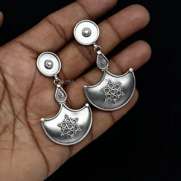 TRIBAL ORNAMENTS Earrings 925 Sterling silver handmade traditional cultural design drop dangler fancy earrings best party functional Navratri jewelry s1238 TRIBAL ORNAMENTS Earrings 925 Sterling silver handmade traditional cultural design drop dangler fancy earrings best party functional Navratri jewelry s1238