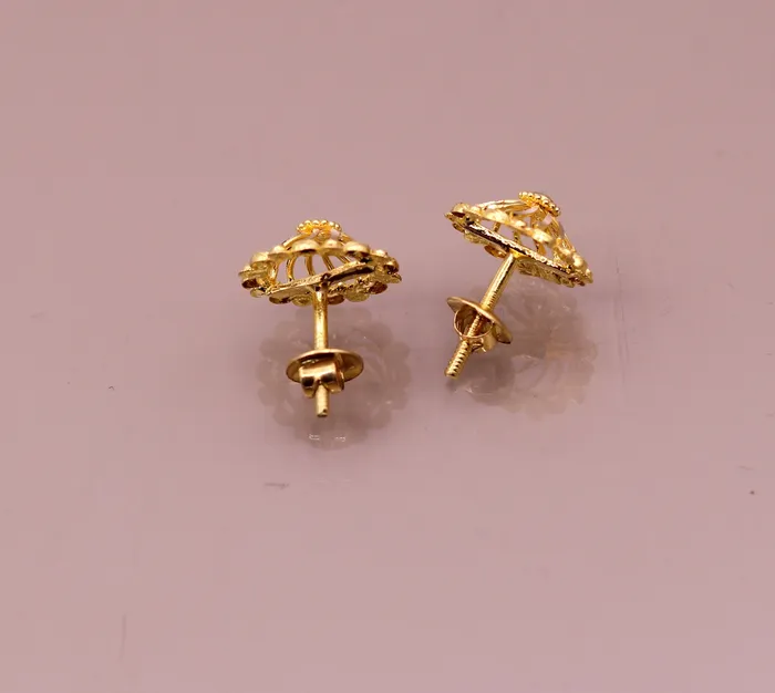 TRIBAL ORNAMENTS Earrings Fabulous 22kt yellow gold handmade stud earrings filigree work solid Stud Earrings stylish modern jewelry from india