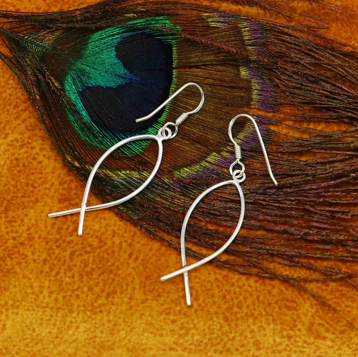 TRIBAL ORNAMENTS Earrings Fabulous Fish shape designer 925 sterling silver hoop earring excellent light weight earring brides made customized gifting jewelry ear638 TRIBAL ORNAMENTS Earrings Fabulous Fish shape designer 925 sterling silver hoop earring excellent light weight earring brides made customized gifting jewelry ear638