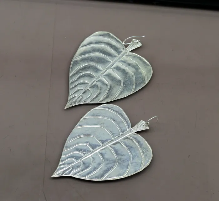 TRIBAL ORNAMENTS Earrings Modern fancy light weight 925 sterling silver heart shape peepal tree leaves style hoops earring customized brides earring jewelry ear489