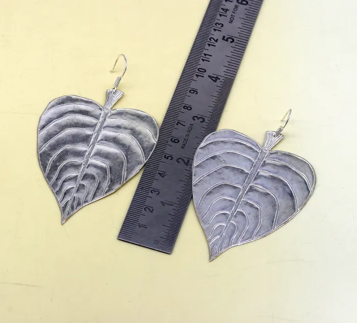 TRIBAL ORNAMENTS Earrings Modern fancy light weight 925 sterling silver heart shape peepal tree leaves style hoops earring customized brides earring jewelry ear489