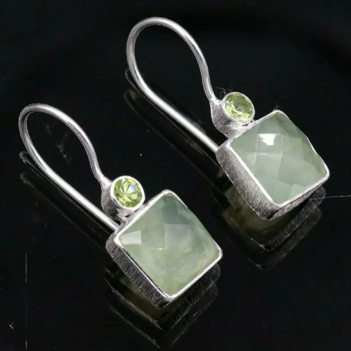 TRIBAL ORNAMENTS Earrings Traditional style stone 925 sterling silver quartz gifting hoop earring s322
