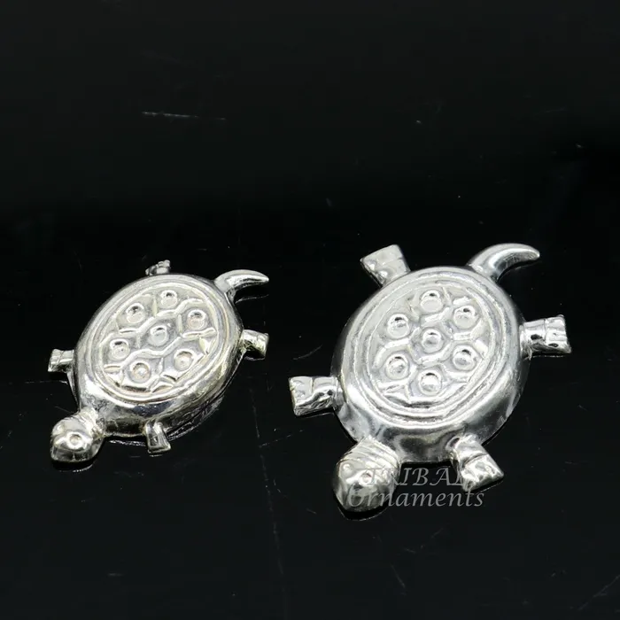 TRIBAL ORNAMENTS Handmade sterling silver vintage design small tortoise combo statue or sculpture best puja article collection silver figurine article su870 Rings