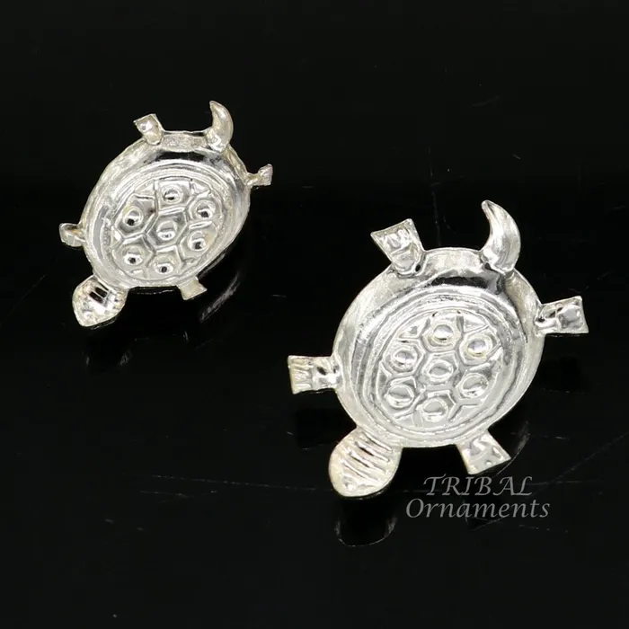 TRIBAL ORNAMENTS Handmade sterling silver vintage design small tortoise combo statue or sculpture best puja article collection silver figurine article su870 Rings