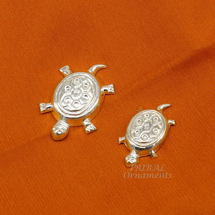 TRIBAL ORNAMENTS Handmade sterling silver vintage design small tortoise combo statue or sculpture best puja article collection silver figurine article su870 Rings
