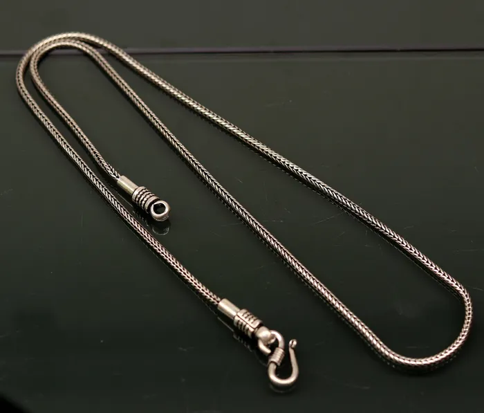 TRIBAL ORNAMENTS Necklaces 18 to 24 2mm 925 sterling silver vintage style wheat chain necklace screw chain pendant chain for pendant customized necklace jewelry ch75