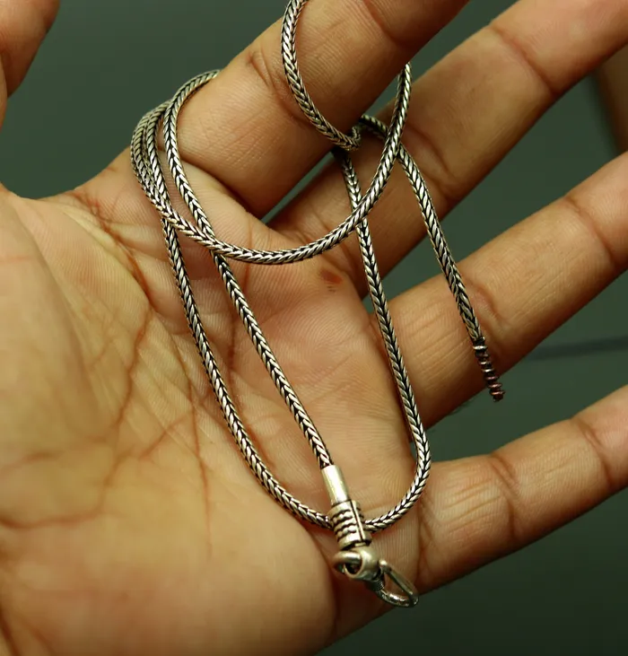 TRIBAL ORNAMENTS Necklaces 18 to 24 2mm 925 sterling silver vintage style wheat chain necklace screw chain pendant chain for pendant customized necklace jewelry ch75