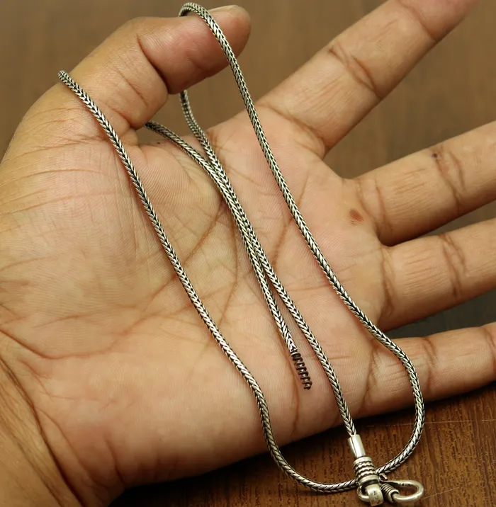TRIBAL ORNAMENTS Necklaces 18 to 24 2mm 925 sterling silver vintage style wheat chain necklace screw chain pendant chain for pendant customized necklace jewelry ch75