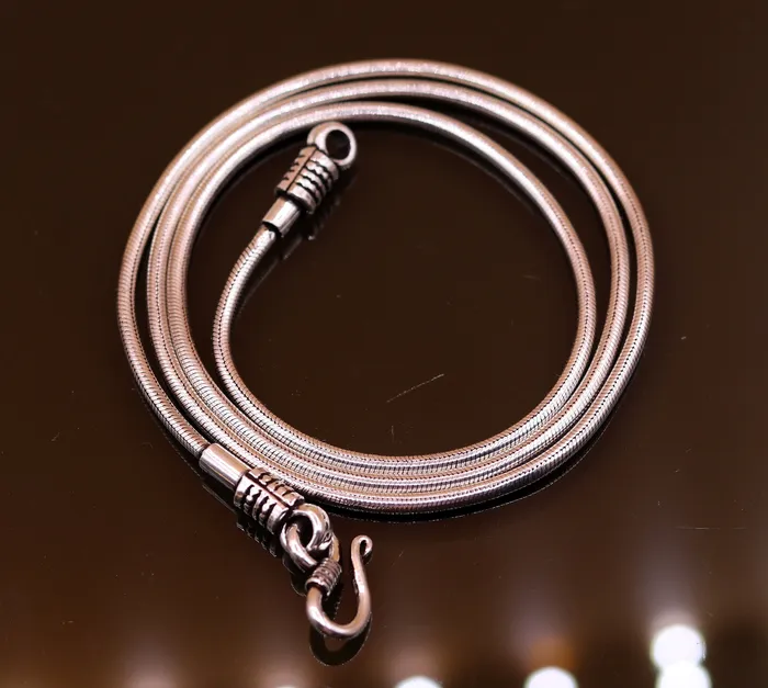 TRIBAL ORNAMENTS Necklaces 28 inches snake chain 925 sterling silver vintage handmade screw chain pendant chain oxidized solid real chain necklace for pendant ch48
