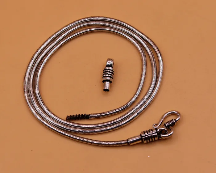 TRIBAL ORNAMENTS Necklaces 28 inches snake chain 925 sterling silver vintage handmade screw chain pendant chain oxidized solid real chain necklace for pendant ch48