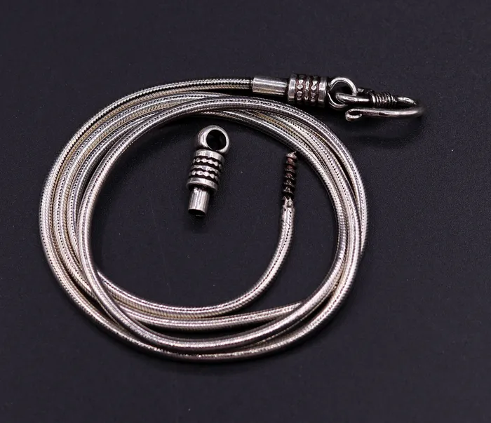 TRIBAL ORNAMENTS Necklaces 28 inches snake chain 925 sterling silver vintage handmade screw chain pendant chain oxidized solid real chain necklace for pendant ch48