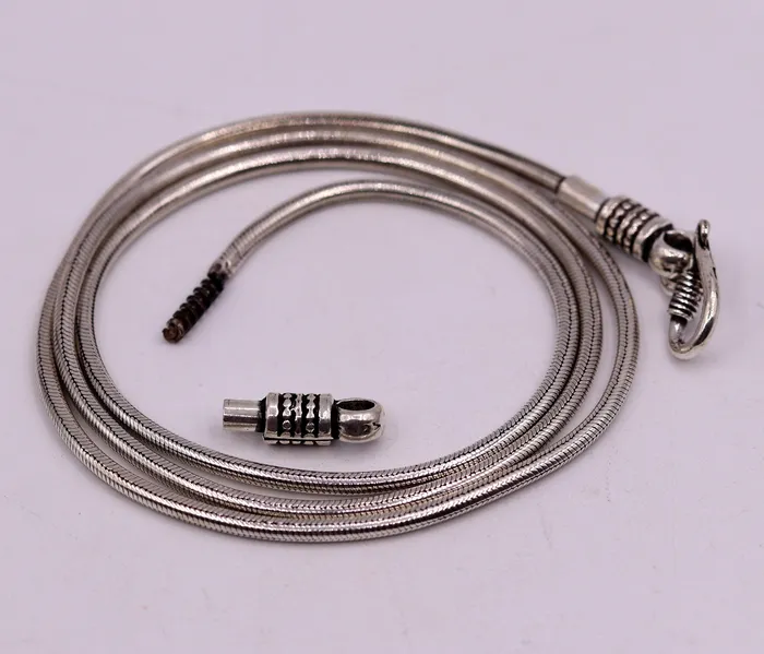 TRIBAL ORNAMENTS Necklaces 28 inches snake chain 925 sterling silver vintage handmade screw chain pendant chain oxidized solid real chain necklace for pendant ch48