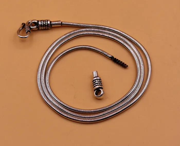 TRIBAL ORNAMENTS Necklaces 28 inches snake chain 925 sterling silver vintage handmade screw chain pendant chain oxidized solid real chain necklace for pendant ch48