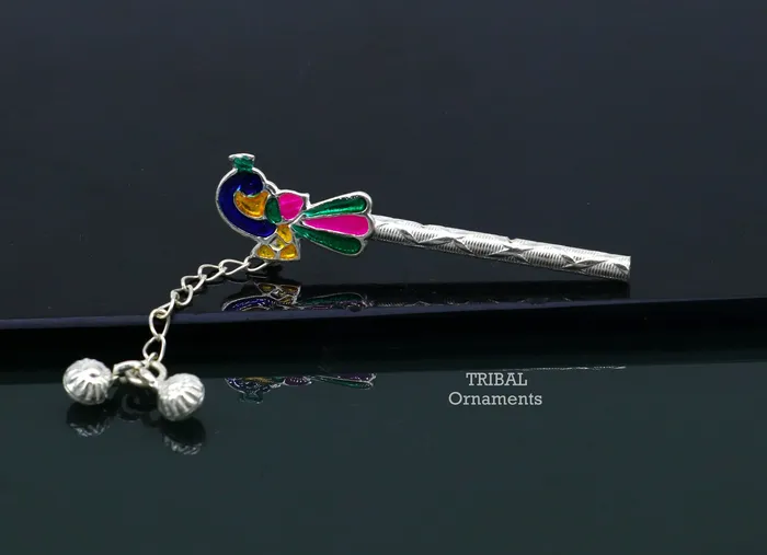 TRIBAL ORNAMENTS Necklaces 5 cm long sterling silver handmade idol baby Krishna flute silver bansuri laddu gopala flute little krishna flute puja art su794 TRIBAL ORNAMENTS Necklaces 5 cm long sterling silver handmade idol baby Krishna flute silver bansuri laddu gopala flute little krishna flute puja art su794