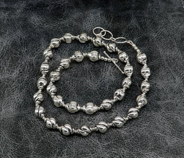 TRIBAL ORNAMENTS Necklaces 925 sterling silver customized vintage design beaded necklace trendy stylish gorgeous wedding brides jewelry best choker necklace nec137
