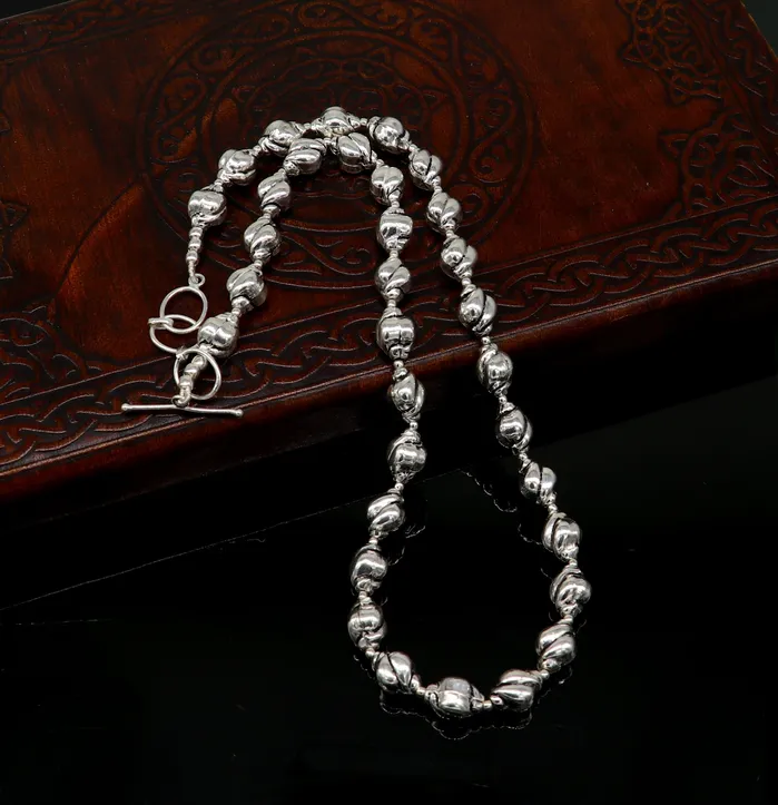 TRIBAL ORNAMENTS Necklaces 925 sterling silver customized vintage design beaded necklace trendy stylish gorgeous wedding brides jewelry best choker necklace nec137