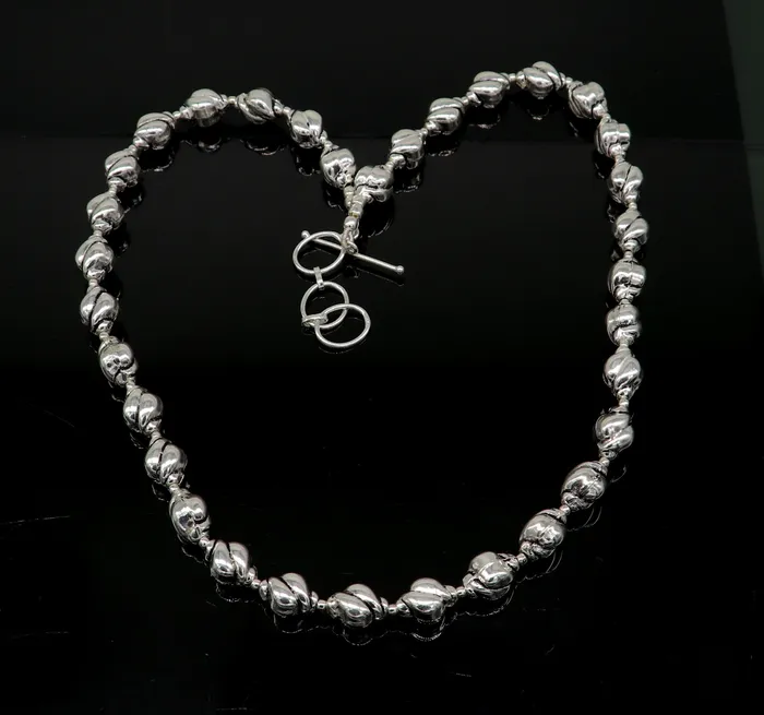 TRIBAL ORNAMENTS Necklaces 925 sterling silver customized vintage design beaded necklace trendy stylish gorgeous wedding brides jewelry best choker necklace nec137