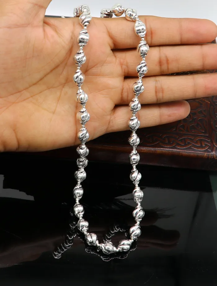 TRIBAL ORNAMENTS Necklaces 925 sterling silver customized vintage design beaded necklace trendy stylish gorgeous wedding brides jewelry best choker necklace nec137
