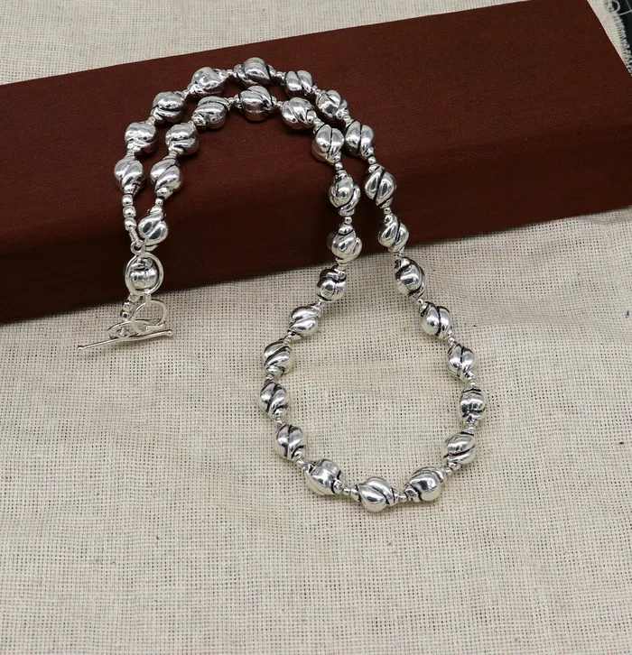 TRIBAL ORNAMENTS Necklaces 925 sterling silver customized vintage design beaded necklace trendy stylish gorgeous wedding brides jewelry best choker necklace nec137