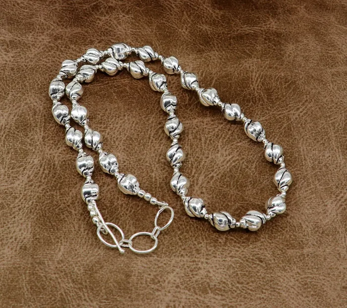 TRIBAL ORNAMENTS Necklaces 925 sterling silver customized vintage design beaded necklace trendy stylish gorgeous wedding brides jewelry best choker necklace nec137