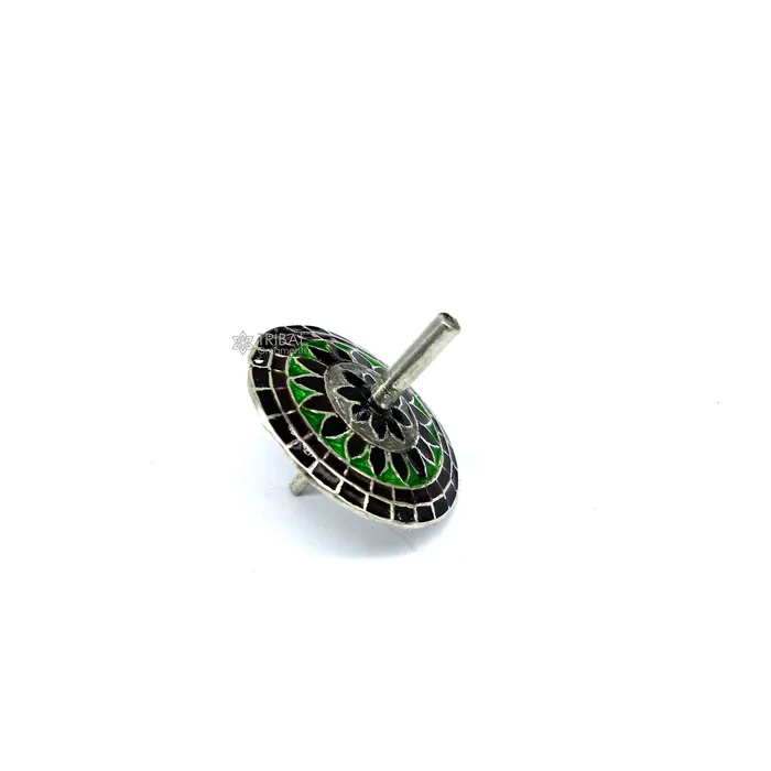 TRIBAL ORNAMENTS Necklaces 925 sterling silver handmade enamel work Firki or Lattu toy best silver toy for your baby Krishna idols best silver article india su1156