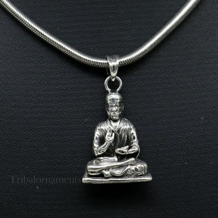 TRIBAL ORNAMENTS Necklaces 925 sterling silver handmade Indian idol Sai Baba pendant amazing stylish unisex pendant locket personalized jewelry tribal jewelry ssp935 TRIBAL ORNAMENTS Necklaces 925 sterling silver handmade Indian idol Sai Baba pendant amazing stylish unisex pendant locket personalized jewelry tribal jewelry ssp935
