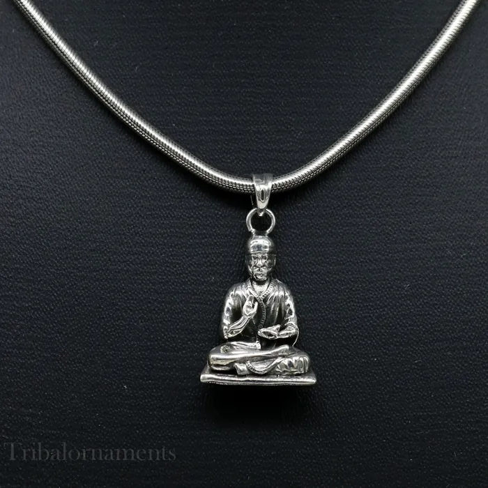 TRIBAL ORNAMENTS Necklaces 925 sterling silver handmade Indian idol Sai Baba pendant amazing stylish unisex pendant locket personalized jewelry tribal jewelry ssp935