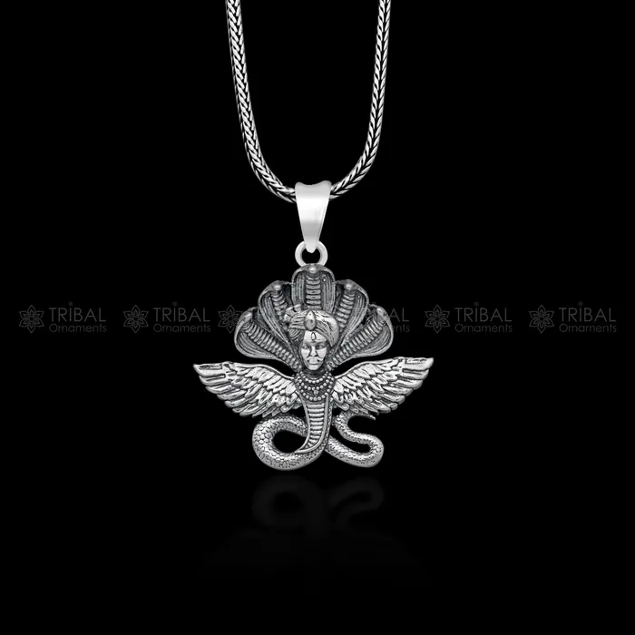 TRIBAL ORNAMENTS Necklaces 925 Sterling silver handmade lord Kalla ji pendantdeity snake pendant nsp852