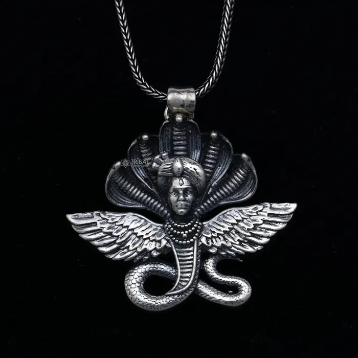 TRIBAL ORNAMENTS Necklaces 925 Sterling silver handmade lord Kalla ji pendantdeity snake pendant nsp852