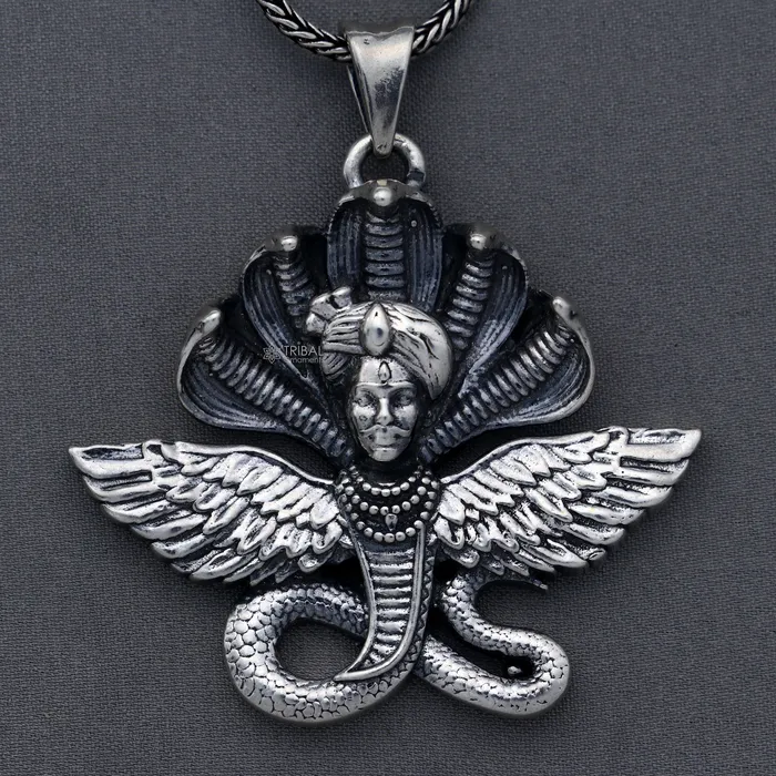 TRIBAL ORNAMENTS Necklaces 925 Sterling silver handmade lord Kalla ji pendantdeity snake pendant nsp852