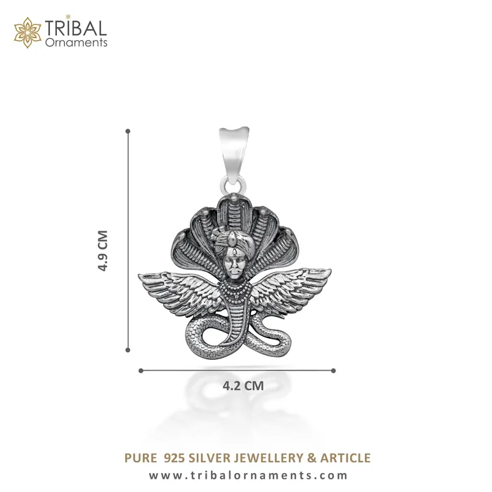 TRIBAL ORNAMENTS Necklaces 925 Sterling silver handmade lord Kalla ji pendantdeity snake pendant nsp852
